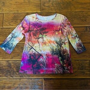 Christopher & Banks Multicolor Abstract Top